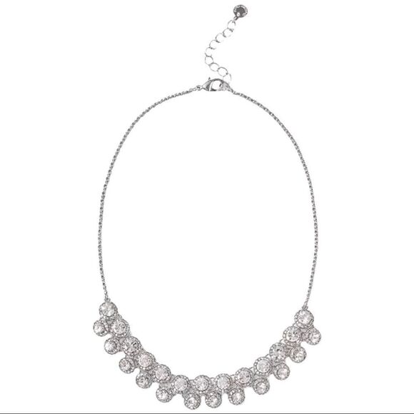 NWOT CHARTER CLUB Silver-Tone Crystal Halo Cluster Statement Necklace - Picture 2 of 3